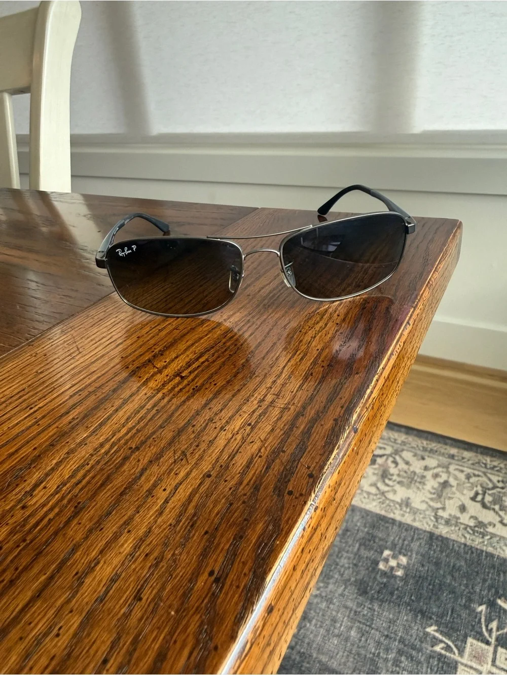 Ray-Ban Silver Frame Sunglasses with Gradient Brown Lenses
